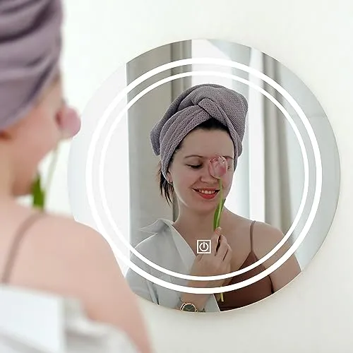 LUPPRA Round Wall Mounting Mirror with Light | Bathroom Mirror,Venity Mirror,Smart Mirror Size 24X24 inch | LED Mirror 3 Tone (Cool White, Natural White, Warm White).