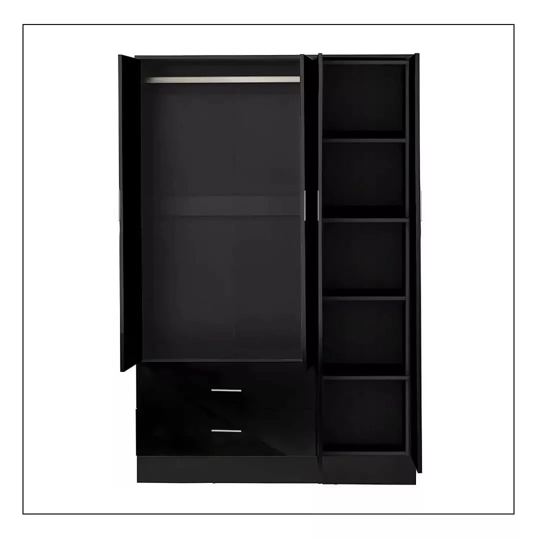 Manali 3-Door High Gloss Wardrobe - Sleek and Stylish