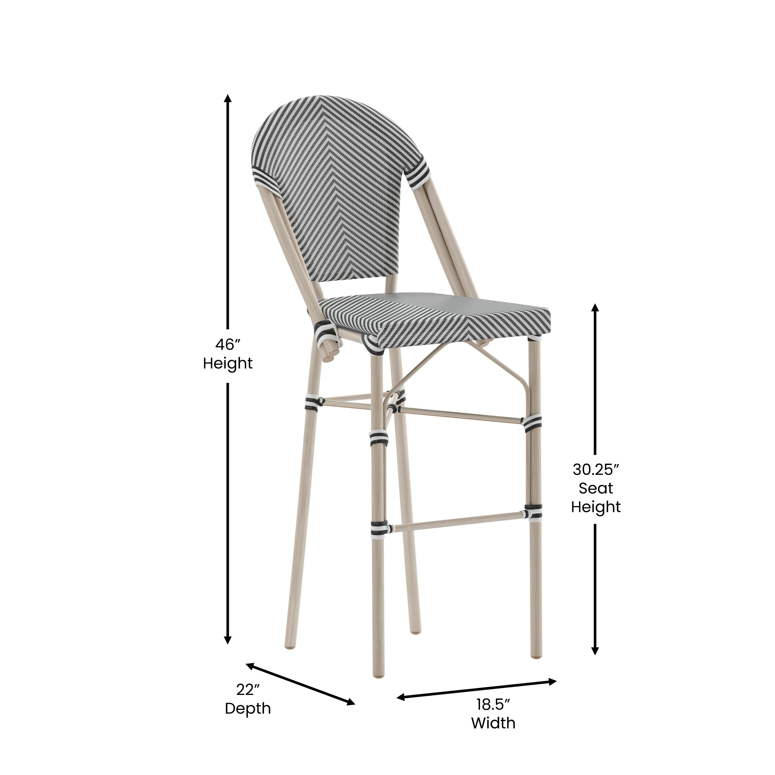 Marseille Stackable Indoor/Outdoor Bistro 30" High Barstool, Commercial Grade