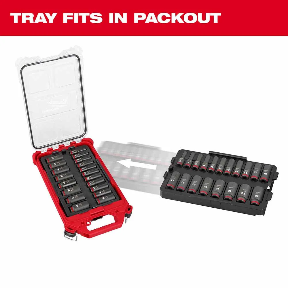 Milwaukee 49-66-6816 Shockwave Impact Duty Socket 3/8" Drive 19-Piece MM Tray Set