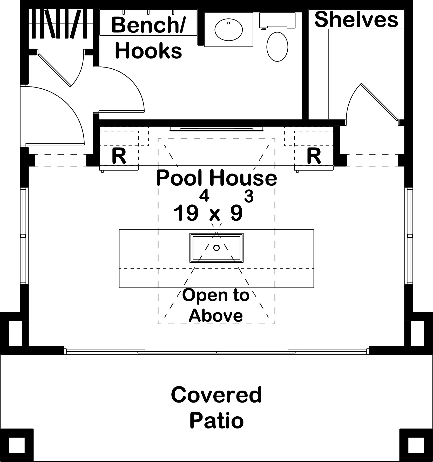 Modern 364 Sq Ft Pool House with Wet Bar and Open Layout