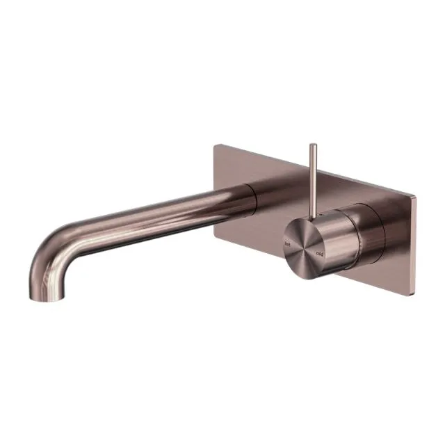 Nero Mecca Wall Basin/Bath Mixer Handle Up 230mm Brushed Bronze