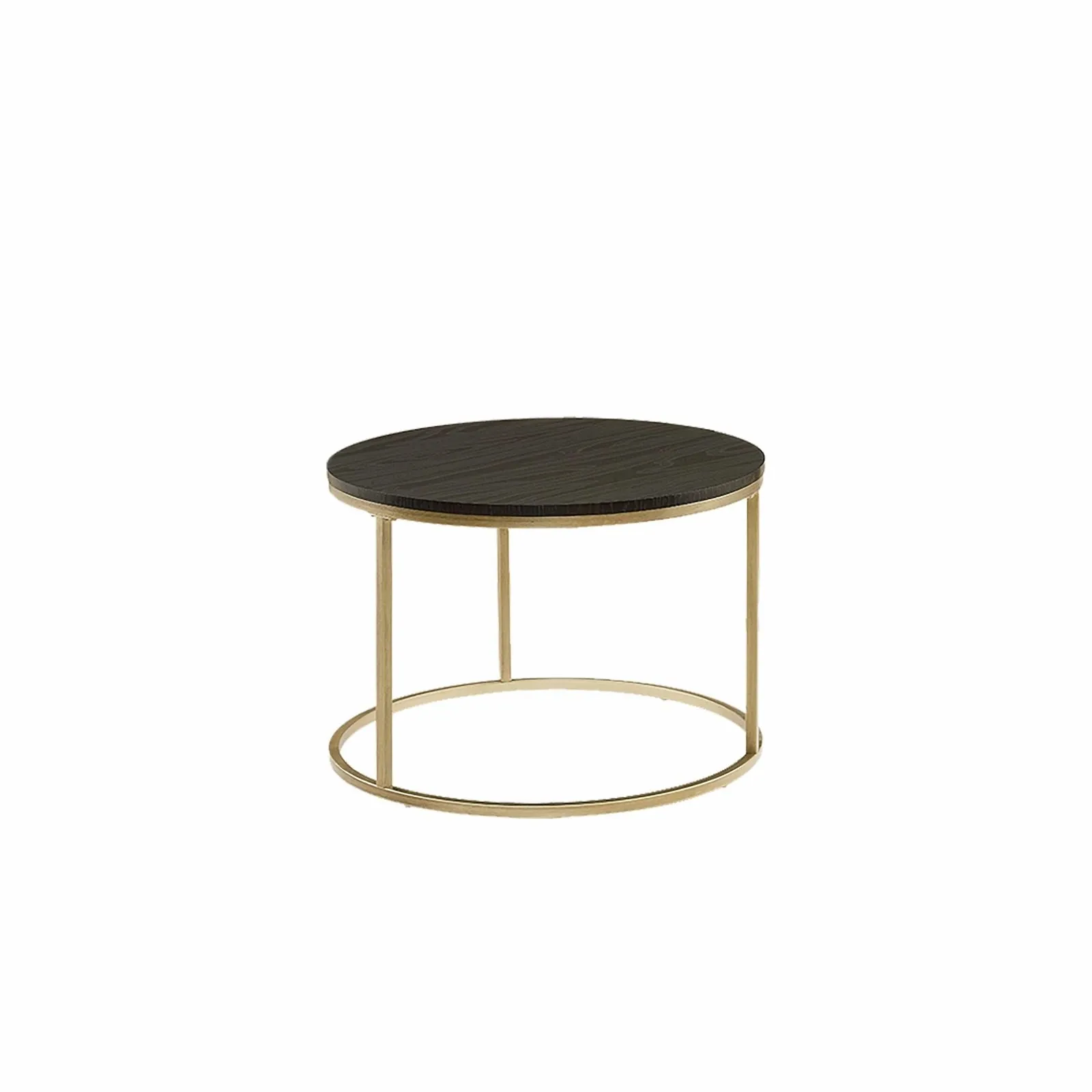 Nested Coffee Table Black Oak with  Distressed  Gold Metal Frame by Criterion