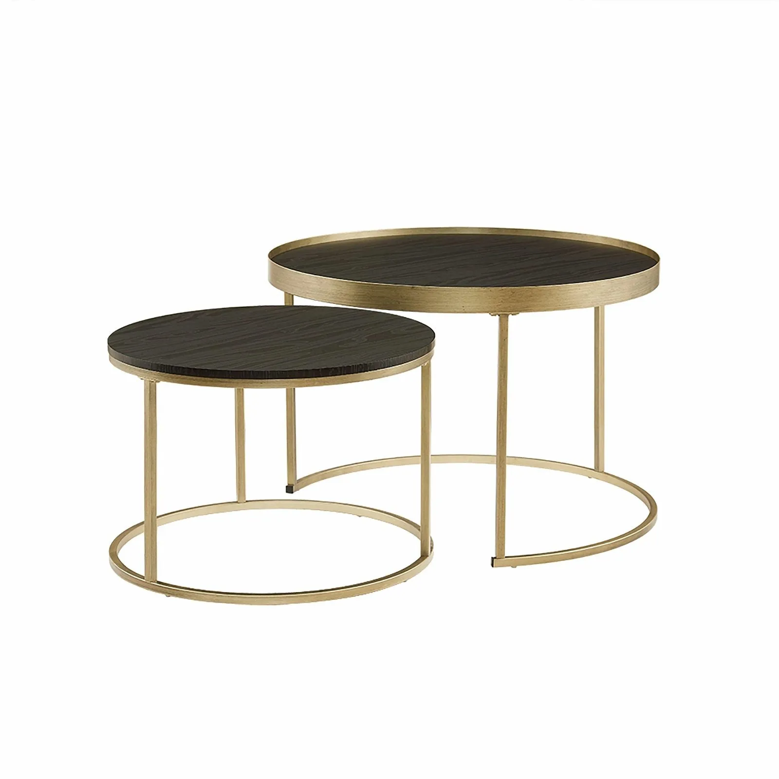 Nested Coffee Table Black Oak with  Distressed  Gold Metal Frame by Criterion