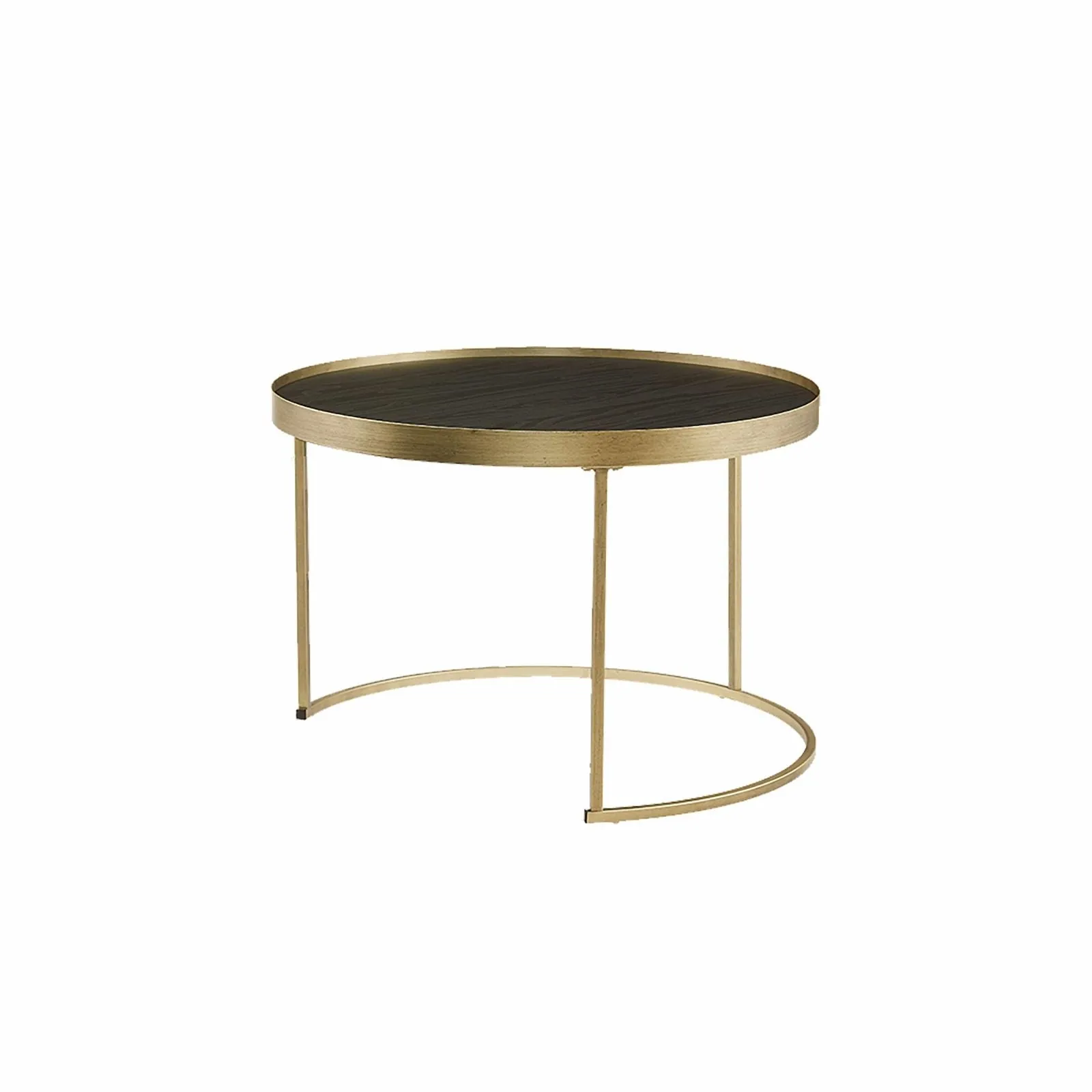 Nested Coffee Table Black Oak with  Distressed  Gold Metal Frame by Criterion