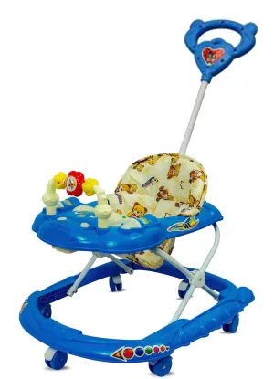 ODELEE Musical Activity Baby Walker 111 with Music & Parent Handel Rod & Adjustable Height for Kids (Blue)