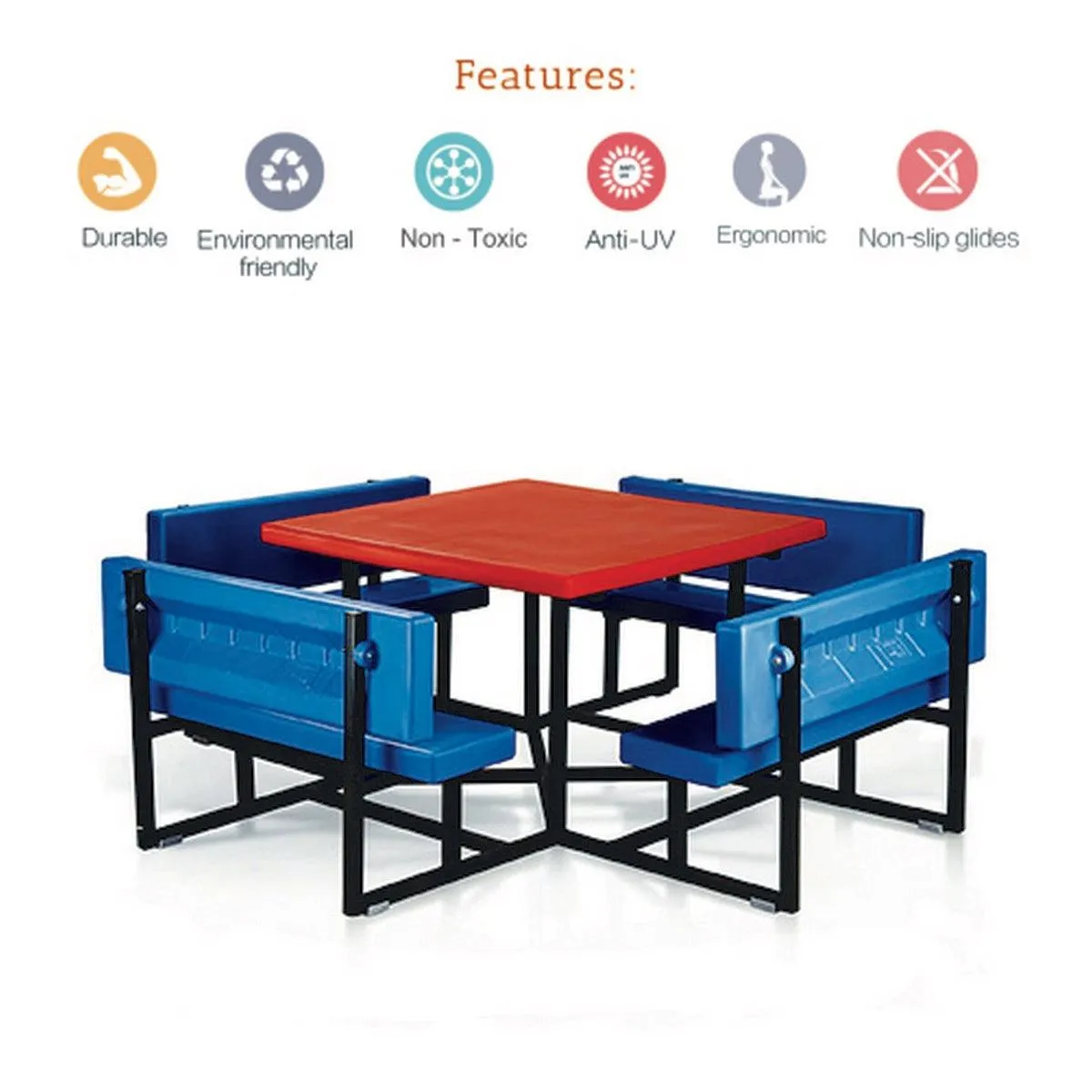 Ok Play Juniors Coucil, Desk‚Chair Arrangement For 8 Children, Perfect For Home And School, Red & Blue, 2 to 4 Years