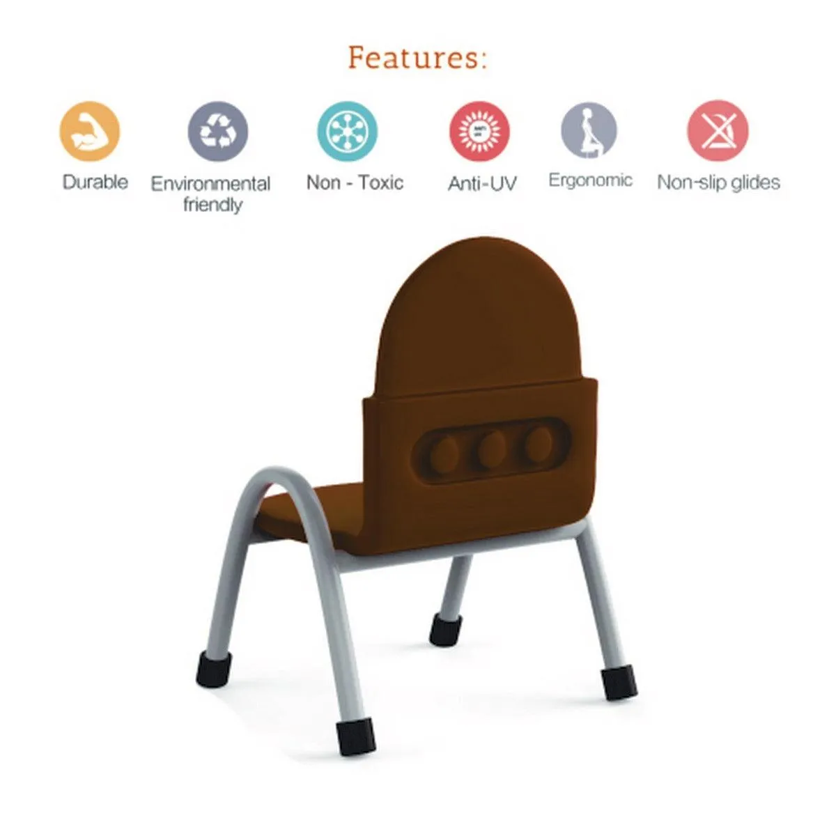 Ok Play Robo Chair, Study Chair, Sturdy And Durable Chair, Plastic Chair, Perfect For Home, Creches And School, Brown, 5 to 10 Years, Height 10 Inches