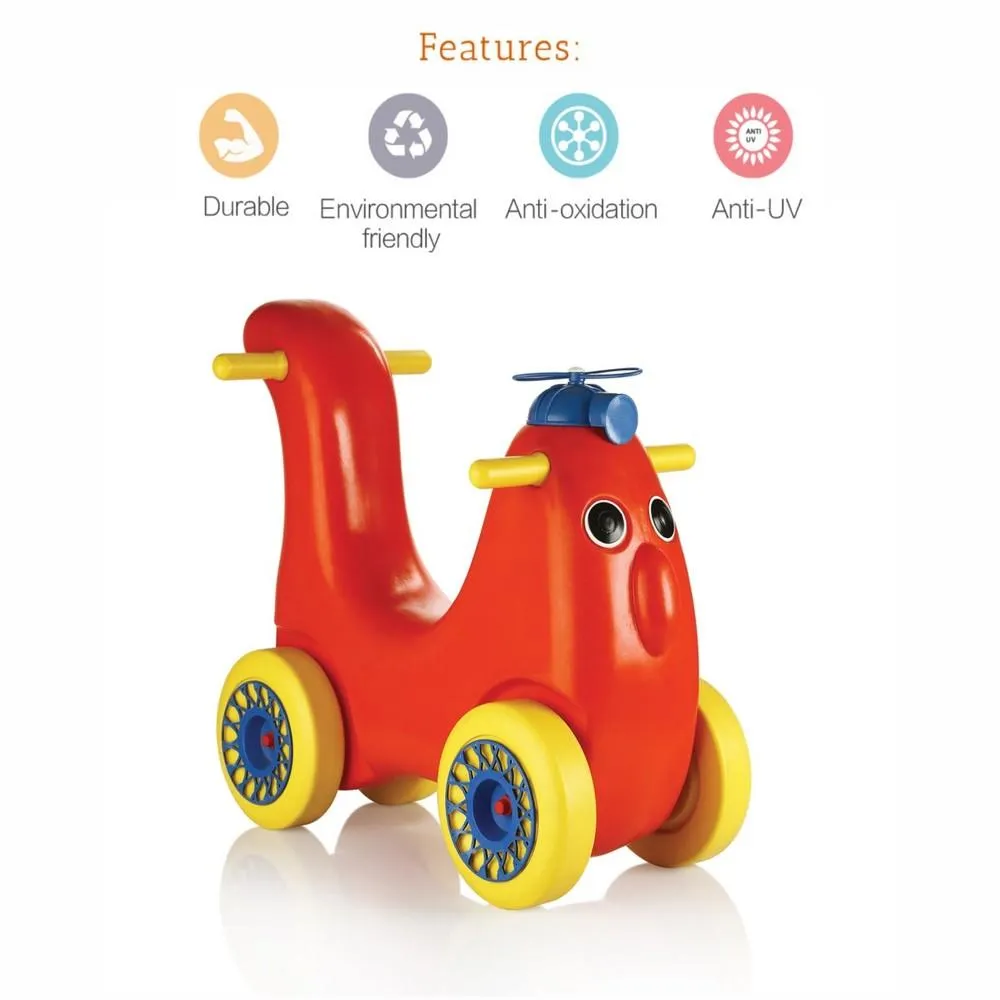 Ok Play Scoot Hoot Push Rider Pony Ride On Toy with Curved Seat for Kids, Red, Ages 2 to 4 years