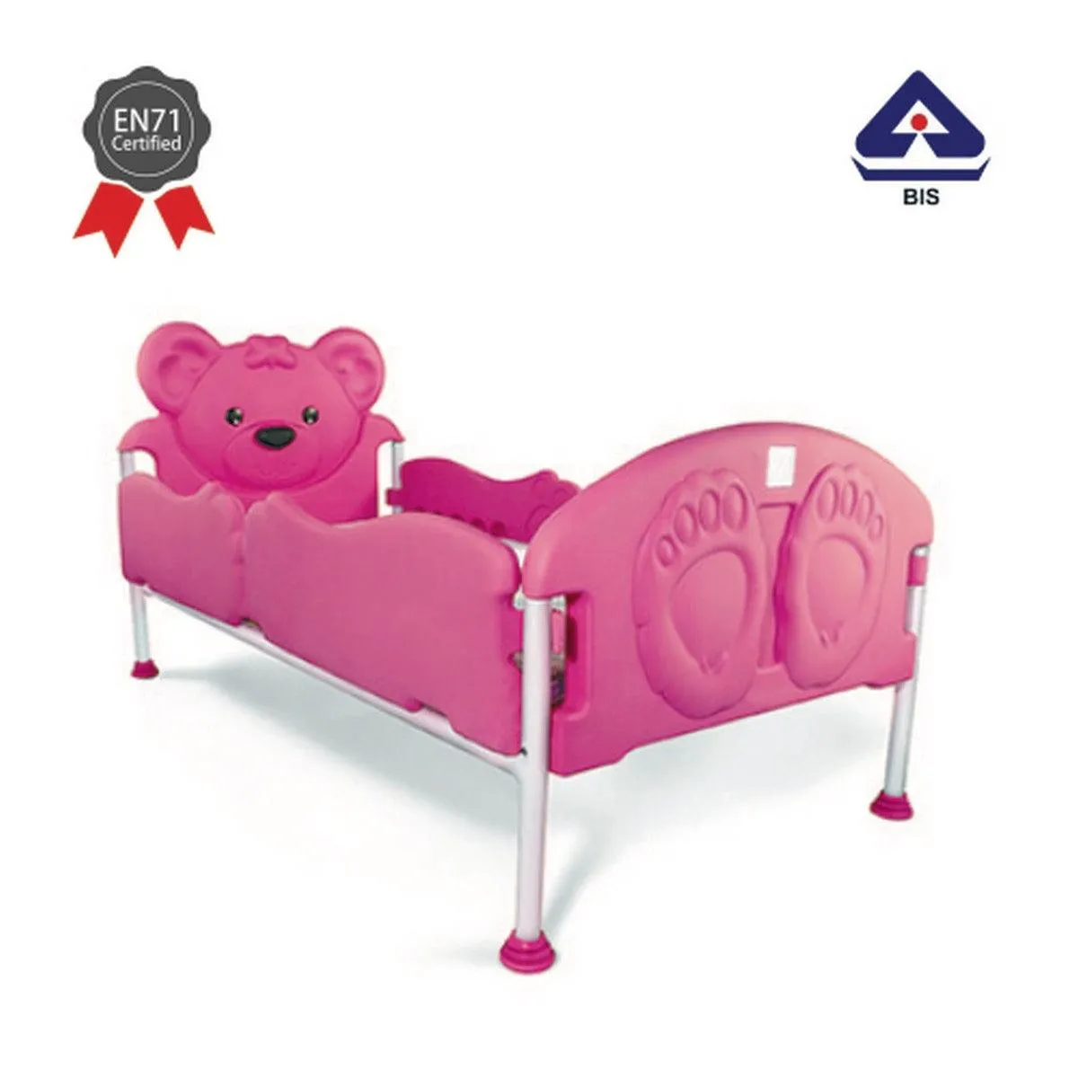 Ok Play Teddy Dreams Pink, Baby Bed, Small Bed, Perfect For Home And School, Pink