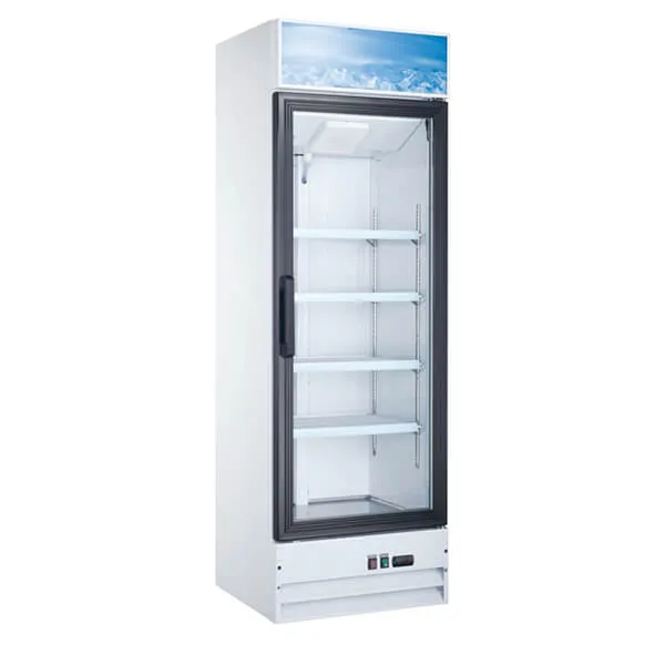 Omcan 50035 26" White Swing Glass Door Merchandiser Refrigerator - 14 Cu Ft