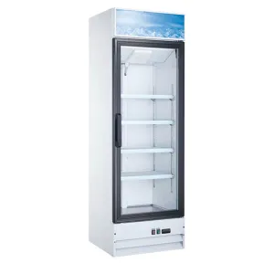 Omcan 50035 26" White Swing Glass Door Merchandiser Refrigerator - 14 Cu Ft