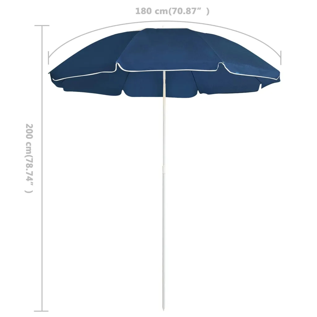 Outdoor Parasol with Steel Pole Blue 180 cm