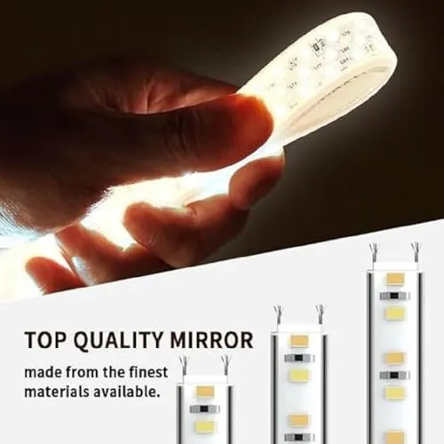 Oval LED Mirror with 3 Lighting Options (Warm, Natural and Cool White) with Touch Sensor (18X24 Inches) Stylish and Decorative Design.