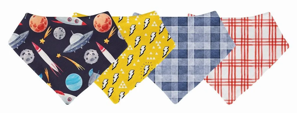 Posh Peanut Outer Space 4 Pack Bandana Bib Set