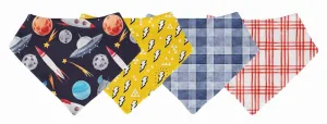 Posh Peanut Outer Space 4 Pack Bandana Bib Set