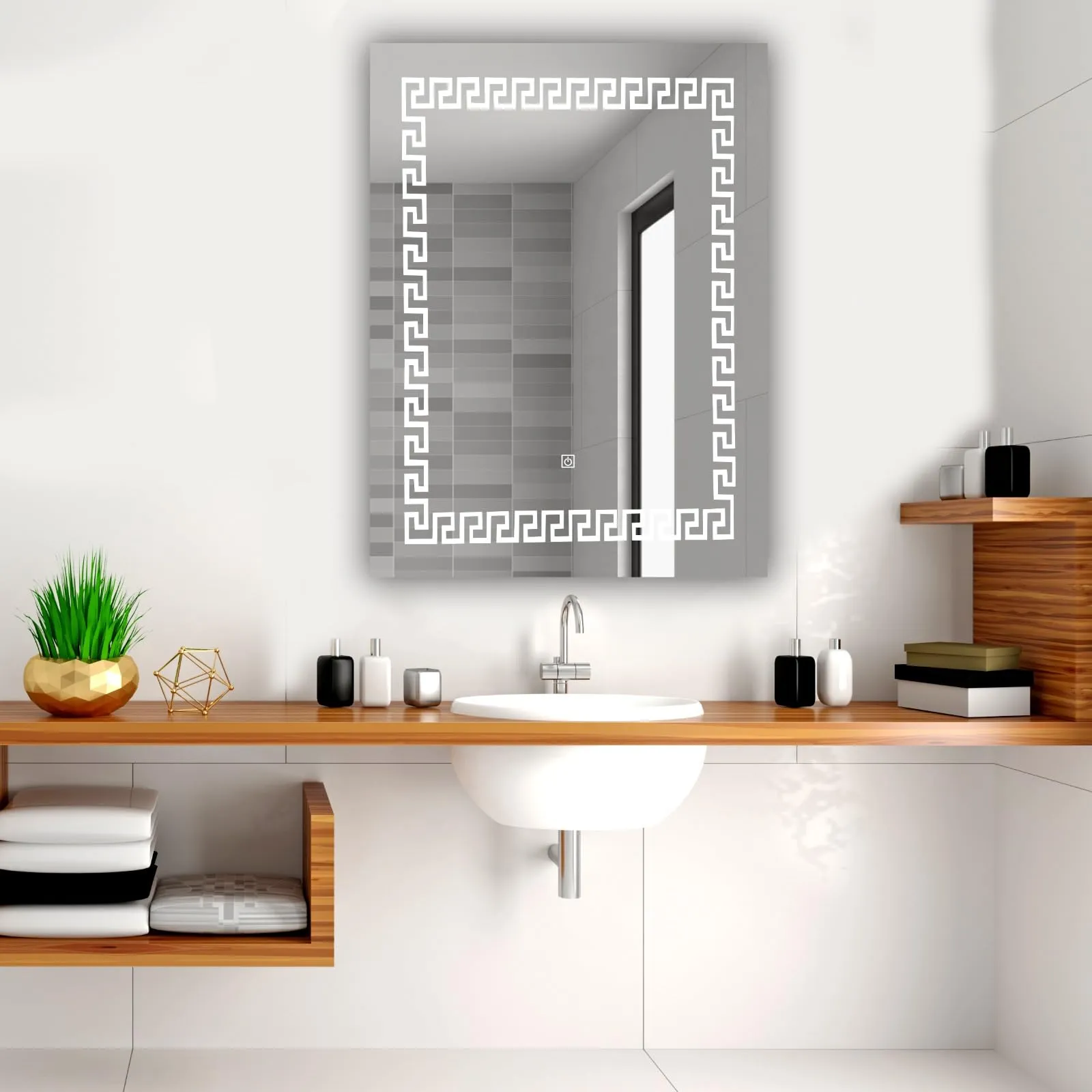 Rectangle LED Bathroom Mirror with 3 Lighting Options (Warm, White, Natural White) - Stylish Illumination for Your Wash Basin(18 X24 INCH)