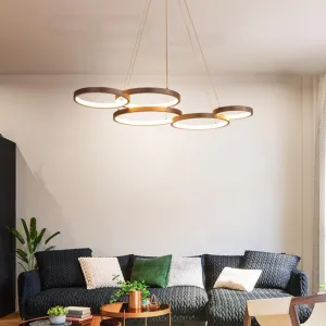 Simple Style Acrylic LED Chandelier Light Fixture - Coffee Circle Pendant Light (Warm/White)