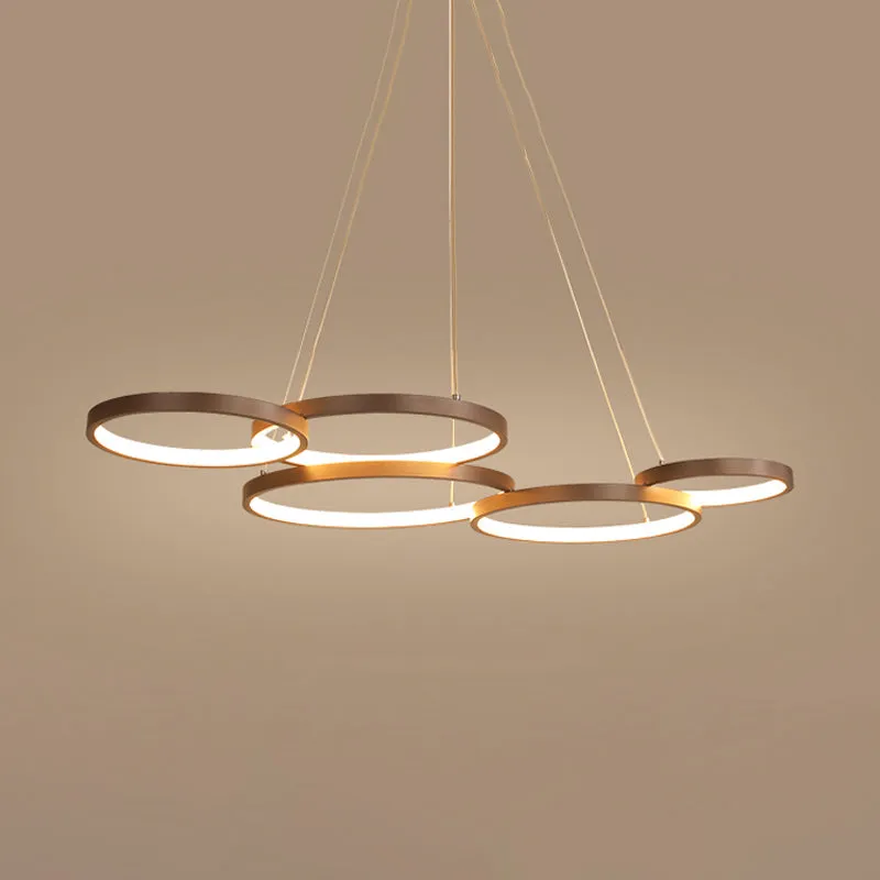 Simple Style Acrylic LED Chandelier Light Fixture - Coffee Circle Pendant Light (Warm/White)