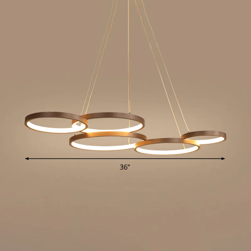 Simple Style Acrylic LED Chandelier Light Fixture - Coffee Circle Pendant Light (Warm/White)