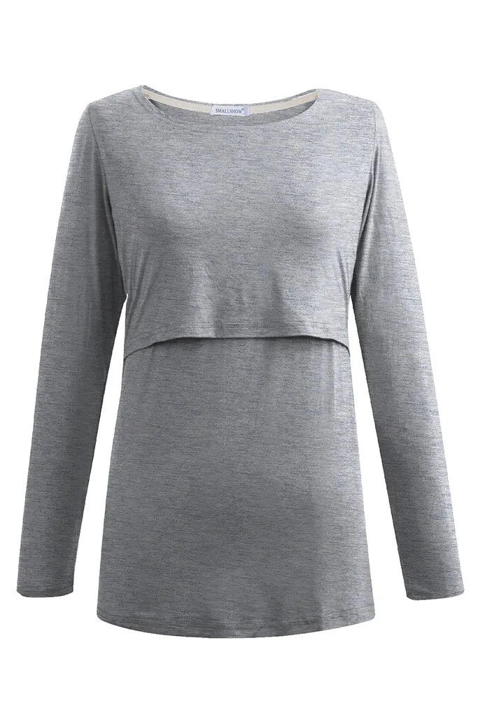 Smallshow Modal Long Sleeve Maternity Nursing Tops