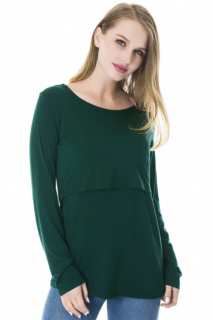 Smallshow Modal Long Sleeve Maternity Nursing Tops