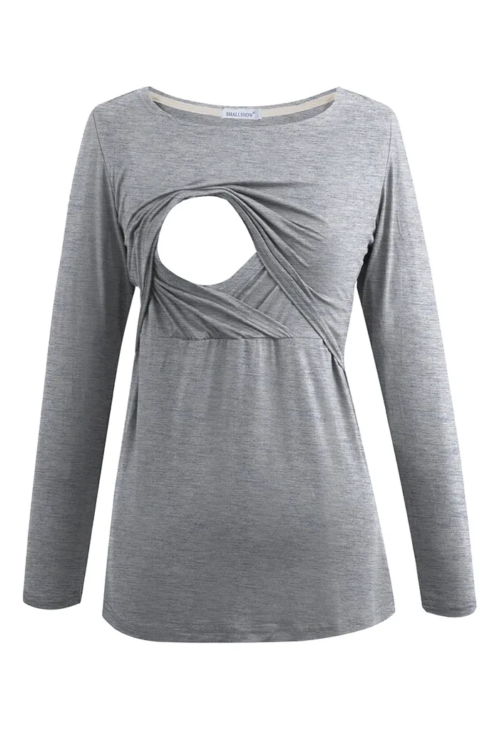 Smallshow Modal Long Sleeve Maternity Nursing Tops