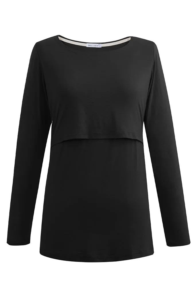 Smallshow Modal Long Sleeve Maternity Nursing Tops