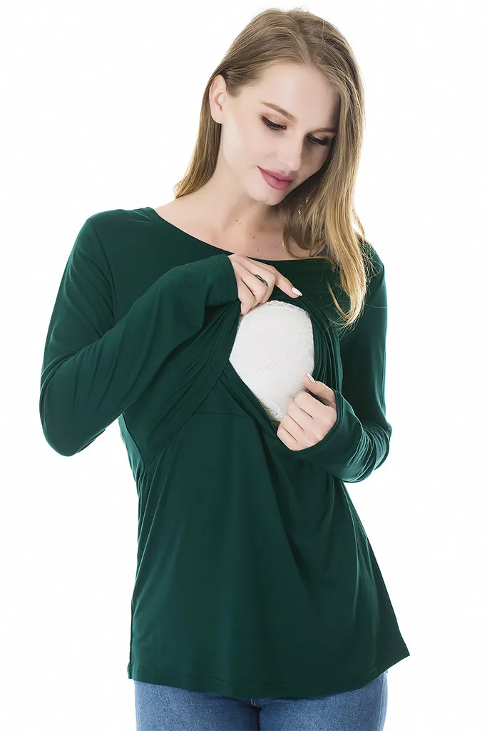 Smallshow Modal Long Sleeve Maternity Nursing Tops