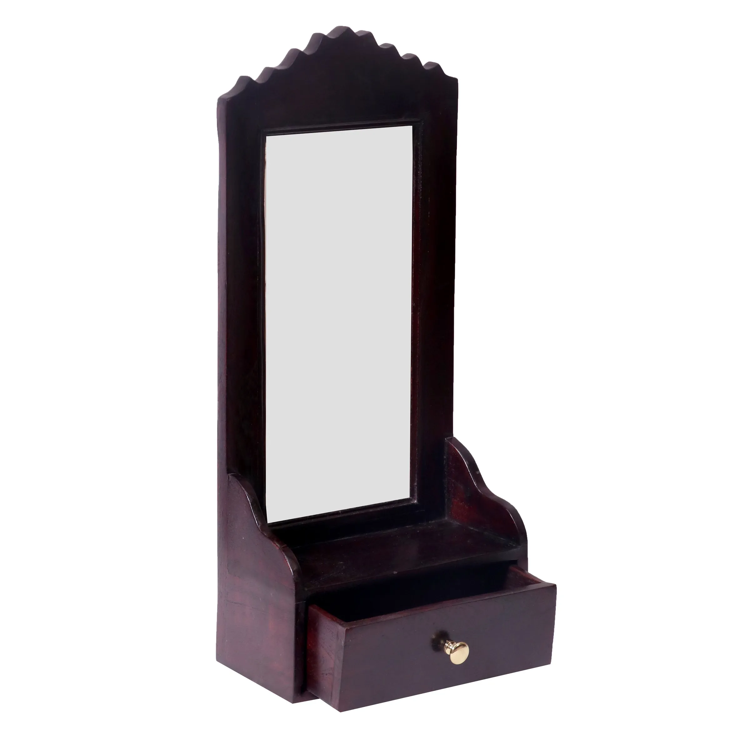 Solid wood single drawer wall hanging mirror