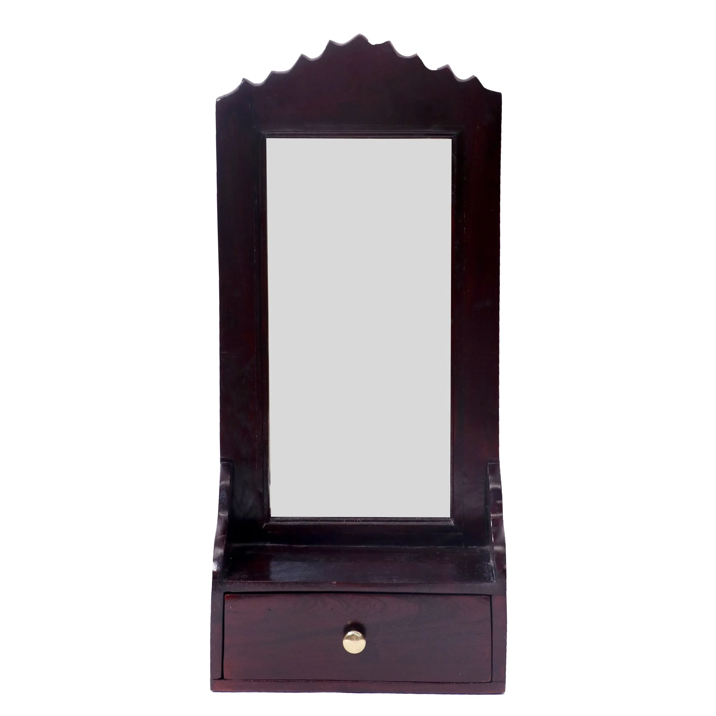 Solid wood single drawer wall hanging mirror