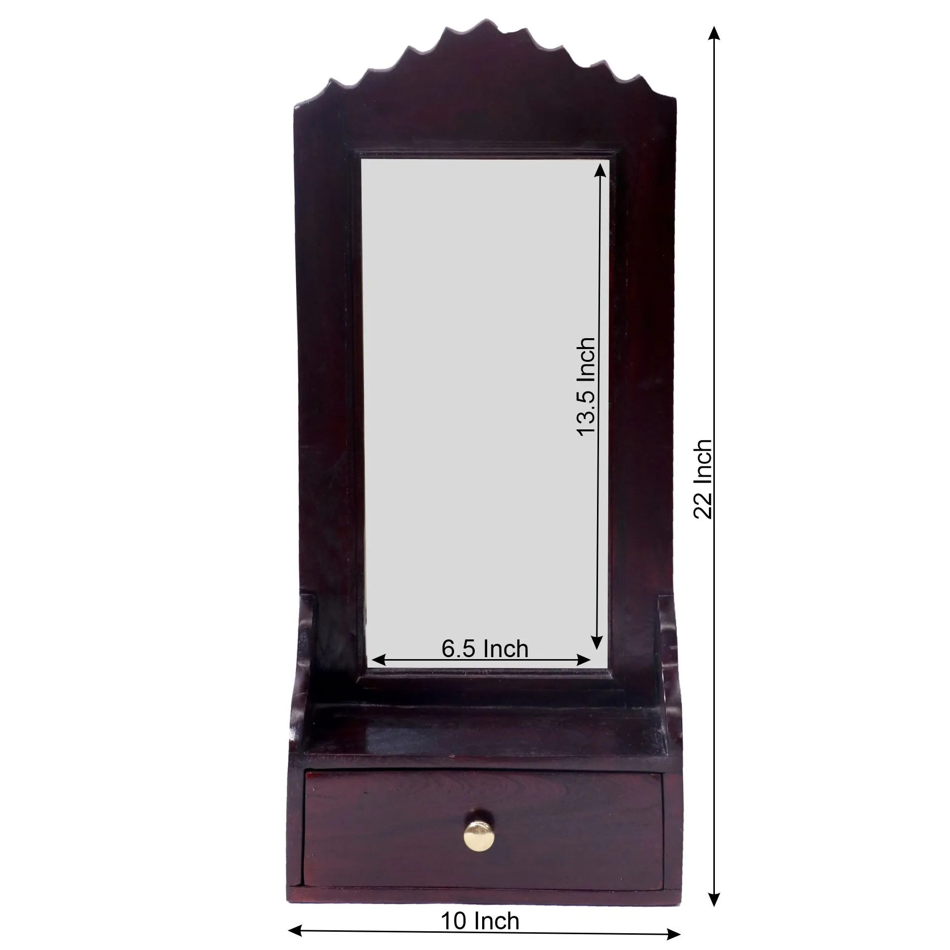 Solid wood single drawer wall hanging mirror