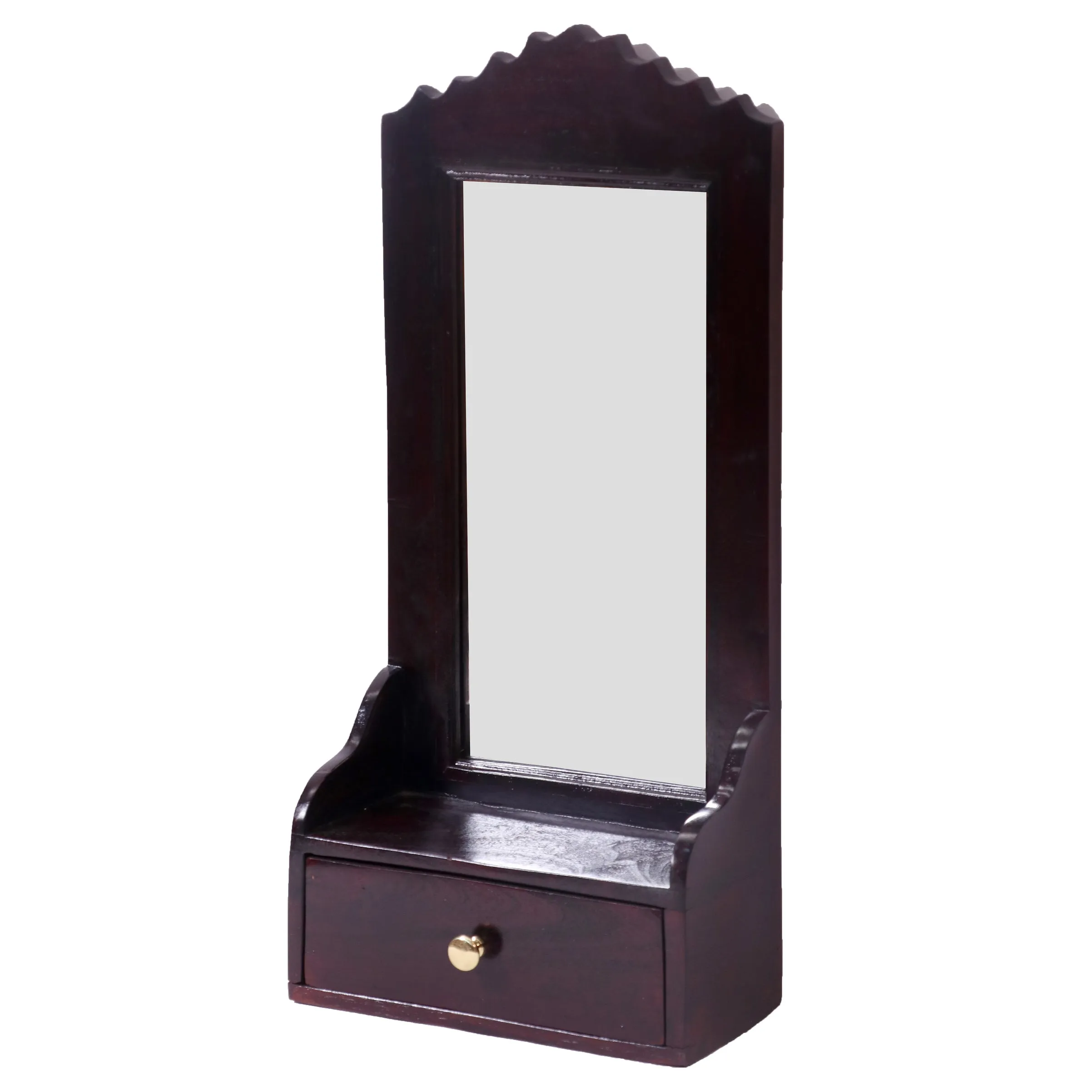 Solid wood single drawer wall hanging mirror