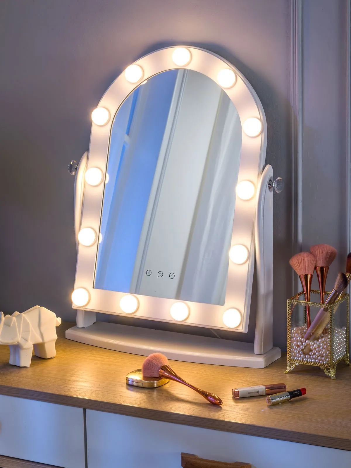 Starry 9 Adjustable Tabletop Hollywood Vanity Mirror with LED Lights - White