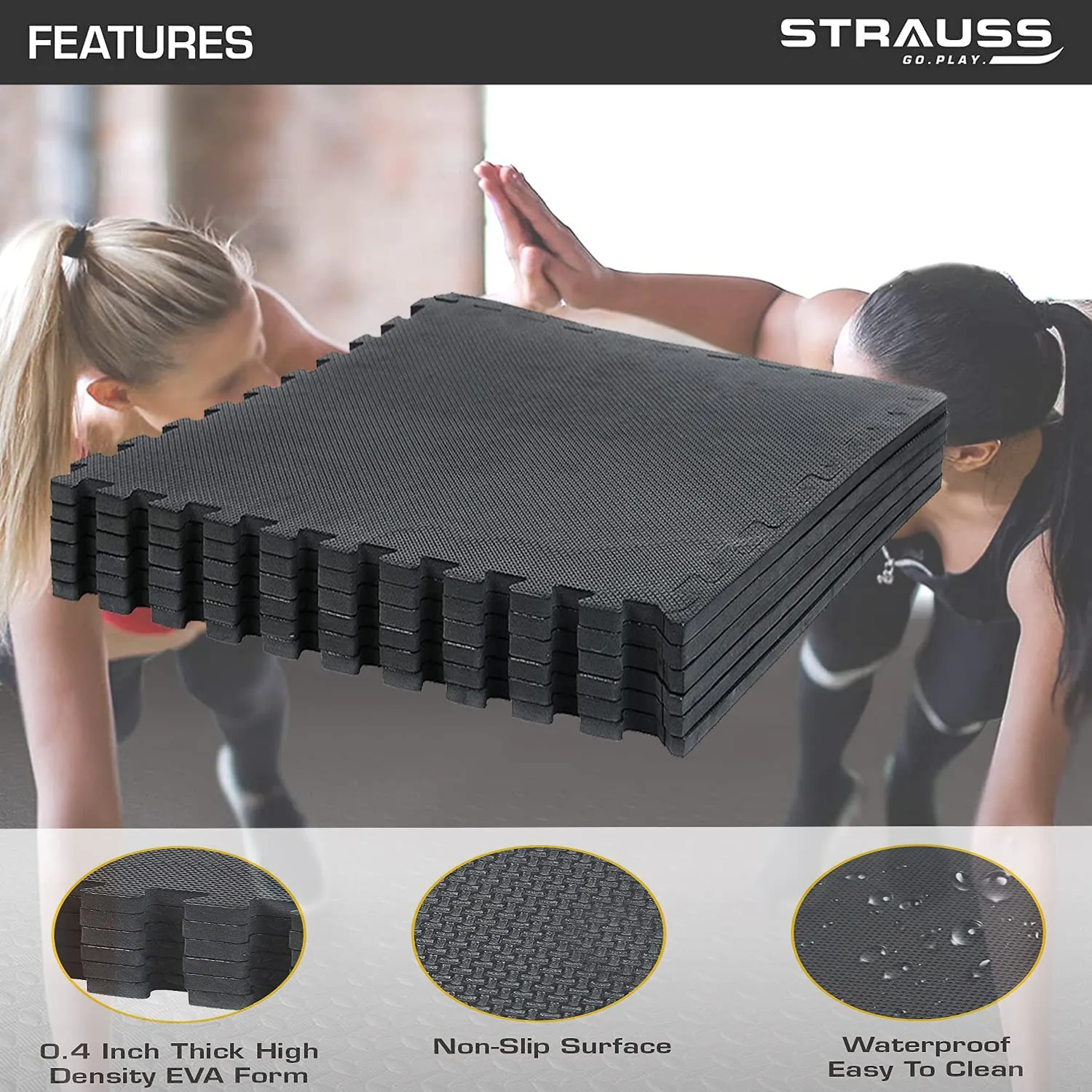 Strauss Puzzle Exercise Mat Interlocking Tiles