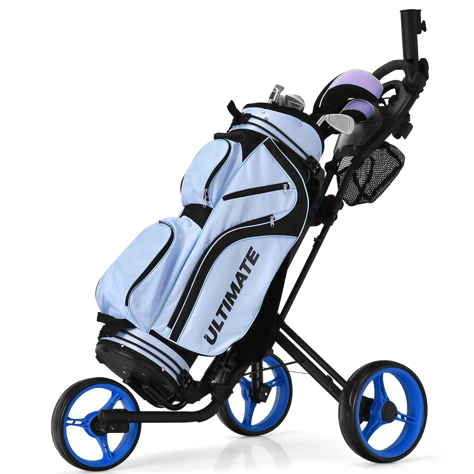 Tangkula Golf Push Pull Cart, Lightweight Aluminum Collapsible 3 Wheels Golf Push Cart