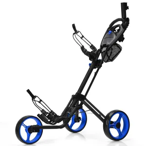 Tangkula Golf Push Pull Cart, Lightweight Aluminum Collapsible 3 Wheels Golf Push Cart