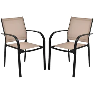 Tangkula Set of 2 Patio Dining Chairs, Outdoor Stackable Chairs with Armrests