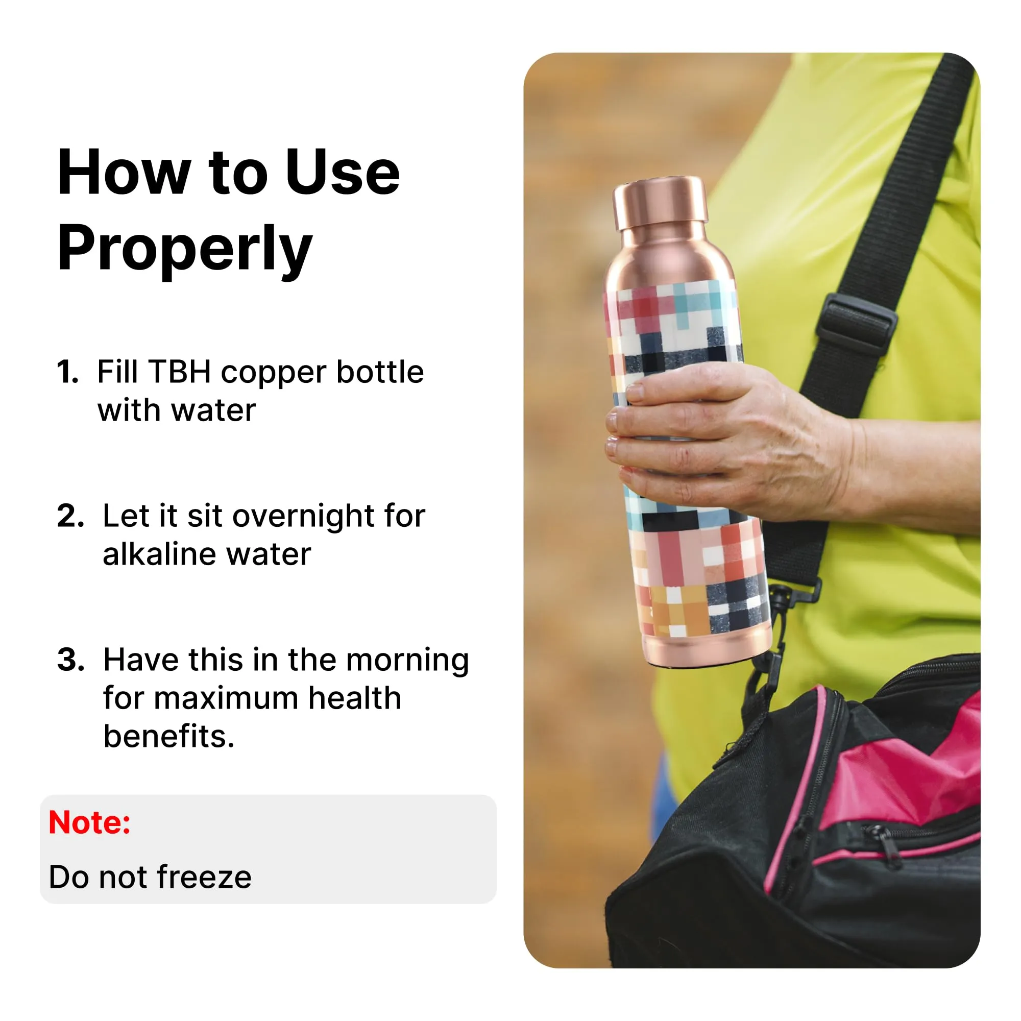 The Better Home Copper Water Bottle 1 Litre | With Anti Oxidant Properties | Diwali Gifts for Family and Friends | Copper Water Bottles 1  Litre | 100% Copper Water Bottle | Patchwork