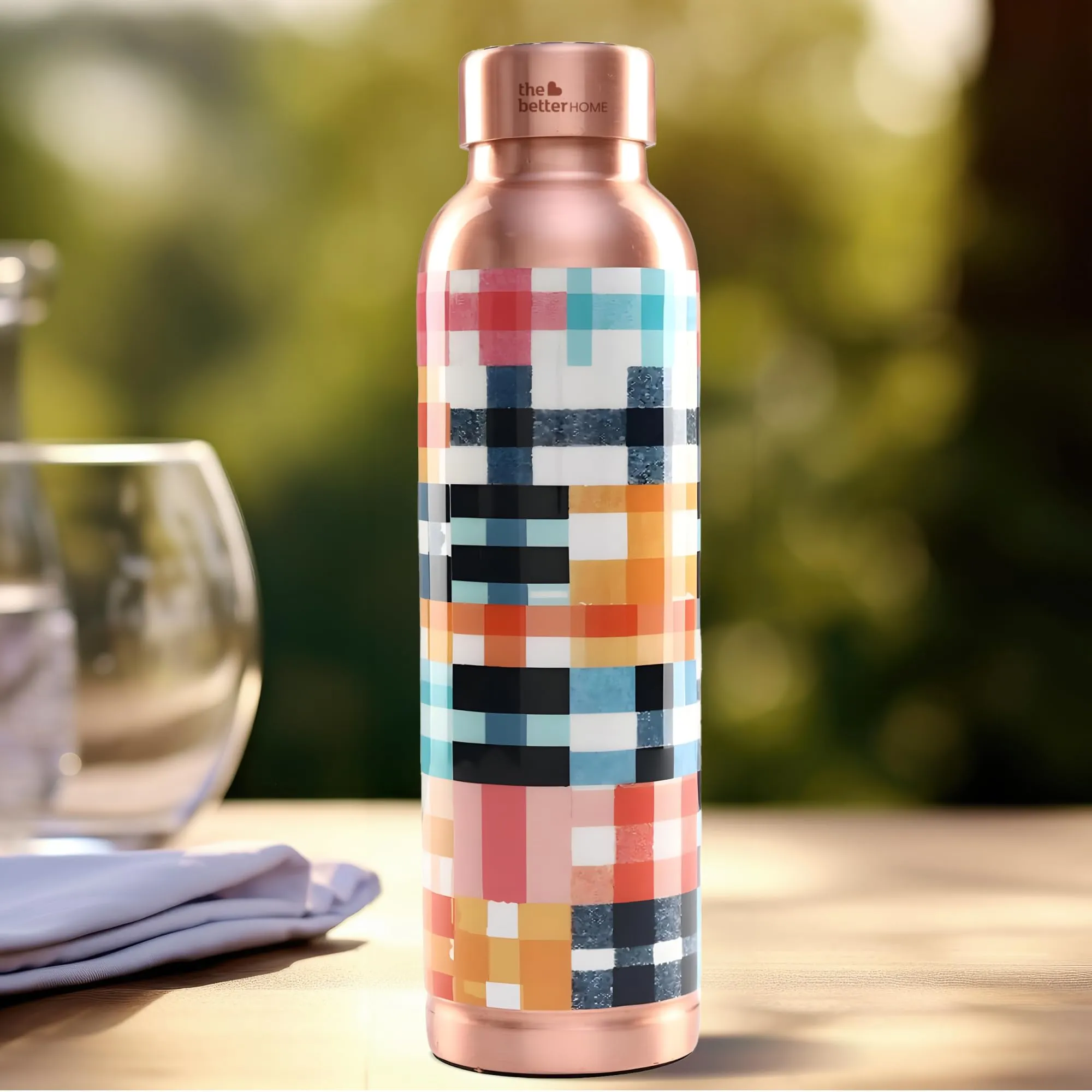 The Better Home Copper Water Bottle 1 Litre | With Anti Oxidant Properties | Diwali Gifts for Family and Friends | Copper Water Bottles 1  Litre | 100% Copper Water Bottle | Patchwork