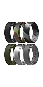 ThunderFit Silicone Wedding Rings for Men, Breathable Step Edge 2 Layer - 10mm Width - 2.3mm Thick