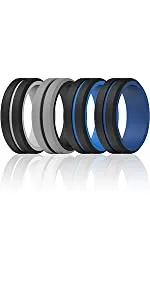 ThunderFit Silicone Wedding Rings for Men, Breathable Step Edge 2 Layer - 10mm Width - 2.3mm Thick