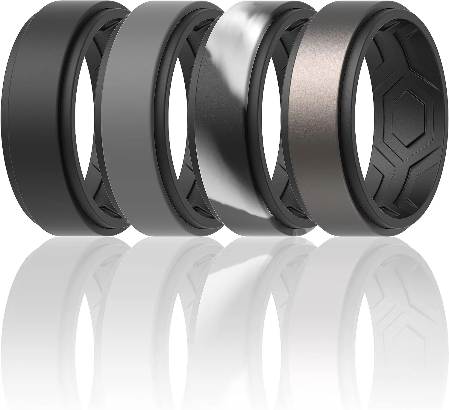 ThunderFit Silicone Wedding Rings for Men, Breathable Step Edge 2 Layer - 10mm Width - 2.3mm Thick