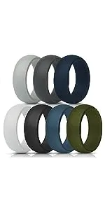 ThunderFit Silicone Wedding Rings for Men, Breathable Step Edge 2 Layer - 10mm Width - 2.3mm Thick