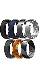 ThunderFit Silicone Wedding Rings for Men, Breathable Step Edge 2 Layer - 10mm Width - 2.3mm Thick