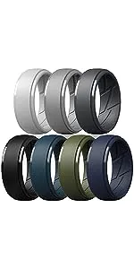 ThunderFit Silicone Wedding Rings for Men, Breathable Step Edge 2 Layer - 10mm Width - 2.3mm Thick