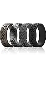 ThunderFit Silicone Wedding Rings for Men, Breathable Step Edge 2 Layer - 10mm Width - 2.3mm Thick