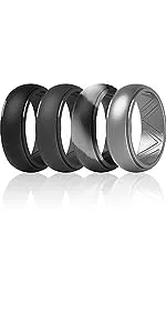 ThunderFit Silicone Wedding Rings for Men, Breathable Step Edge 2 Layer - 10mm Width - 2.3mm Thick