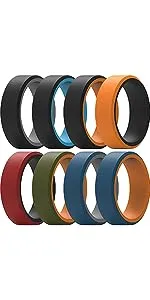 ThunderFit Silicone Wedding Rings for Men, Breathable Step Edge 2 Layer - 10mm Width - 2.3mm Thick