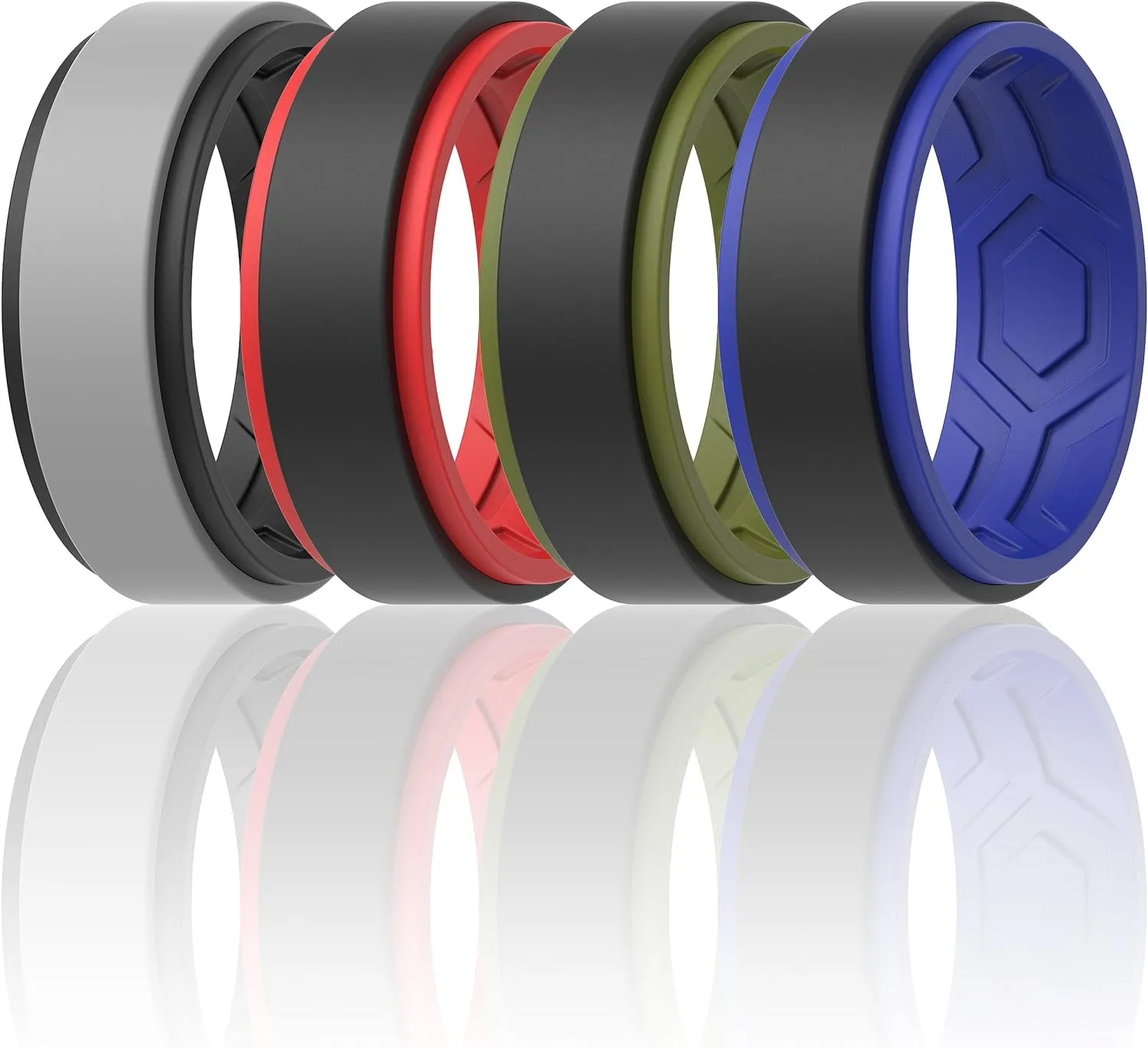 ThunderFit Silicone Wedding Rings for Men, Breathable Step Edge 2 Layer - 10mm Width - 2.3mm Thick